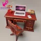 1:12 Doll house wooden mini furniture study room office desk chair writing desk charm sofa for 1:8