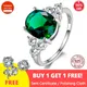 Women's Fashion Jewelry Authentic Tibetan Silver Rings Emerald Zircon Oval Wedding Ring With Gift
