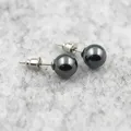 3A Grade 6mm 8mm 10mm Round Hematite Beads Stud Earrings Nickel Free (3 Pairs) HE1000