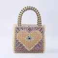 Licht Blau Pfirsich Handgemachte Mode Herz Perle Tasche Perlen Taschen Für Frauen Floral Mini Handtaschen Frauen Taschen Designer Tasche