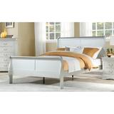 Platinum Wood & Veneer Transitional Eastern King Bed - Sleigh Bed, Low Profile FB, Wooden Construction