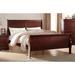 Cherry Louis Eastern King Bed - KD Headboard & Footboard, Sleigh Bed Design, Antique Brass Hardware, Box Spring Required