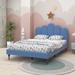 Linen Upholstered Full Size Platform Bed - Wooden Slat, Metal Support Legs,13 Pcs Slat Frame, Fits 10-12 Inch Mattress