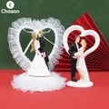 Wedding Anniversary Couple Bride Groom Figurines Car Accessories Valentine's Day Ornaments Home