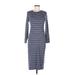 Gap Casual Dress - Midi: Gray Stripes Dresses - Women's Size Medium Petite