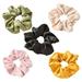 FRCOLOR 5pcs Solid Color Stretch Hair Ties Cloth Art Hair Rope Ponytail Holders Hair Accessories for Women Girls (Yellow + Green + Black + Pink + Khaki)