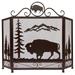 Rustic American Icon Majestic Bison Buffalo 3 Panel Fireplace Screen Metal Mesh