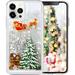 Compatible with iPhone 14 Pro Christmas Bling Glitter Liquid Cute Sparkle Moving Quicksand Waterfall Shiny Luxury Fashion Cover Rudolph Santa Claus Deer Tree Case for iPhone 14 Pro-Sliver