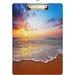 Hyjoy Clipboard Beach Sunrise Letter Size Clipboards Refillable A4 Standard Size Hardboard with Clip PVC Board for Office Worker Coach School