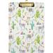 Watercolor Llama Acrylic Clipboard Fashion Design Cactus Pattern A4 Letter Size Clipboards with Low Profile Sliver Metal Clip for Student Office School Women 12.5 x 9 inch