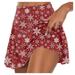 PURJKPU Christmas Tennis Skirts for Women High Waisted Athletic Golf Skorts Shorts Running Workout Clothes Red XL