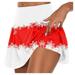 PURJKPU Christmas High Waisted Tennis Skirt for Women High Waisted Lightweight Athletic Golf Skorts Skirts with Shorts Watermelon Red M