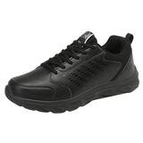 PMUYBHF Mens Casual Sneakers Black Tennis Shoes Men Fashion Autumn Men Sports Shoes Flat Lightweight Lace up Solid Color Waterproof Comfortable Casual Style
