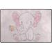 Dreamtimes Nursery Style Pink Elephant and Flower Kids Baby Room and Playroom Carpet Childrens Floor Area Rug Yoga Mat 1.7 x 2.6 (20 x 31 inch)