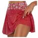 PURJKPU Christmas High Waisted Tennis Skirt for Women High Waisted Lightweight Athletic Golf Skorts Skirts with Shorts Deep Red 5XL
