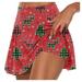 PURJKPU Christmas High Waisted Tennis Skirt for Women High Waisted Lightweight Athletic Golf Skorts Skirts with Shorts Vermilion 2XL