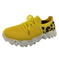 JHLZHS Womens Tennis Shoes Slip On Running Fashion Mesh Cloth Leopard Print Sneakers Breathable Non Slip Lace Up Casual Shoes Shoes Yellow