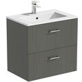 Orchard Lea avola grey wall hung vanity unit and ceramic basin 600mm