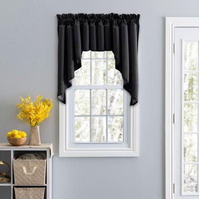 Stacey Curtain Color Lined Swag Set by Ellis Curtains in Black (Size 126"W 63" L)