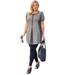 Plus Size Women's Henley Tunic by Soft Focus in Grey Colorblock (Size 18 W)