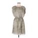 MICHAEL Michael Kors Casual Dress - Mini Crew Neck Short sleeves: Gray Snake Print Dresses - Women's Size 8