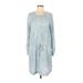 Lou & Grey Casual Dress - DropWaist Scoop Neck 3/4 sleeves: Blue Dresses - Women's Size Medium