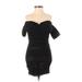 MISTRESS ROCKS LOS ANGELES Cocktail Dress - Bodycon Off The Shoulder Short sleeves: Black Solid Dresses - New - Women's Size X-Small