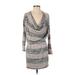 Max Studio Specialty Products Casual Dress - Mini Cowl Neck 3/4 sleeves: Gray Dresses - Women's Size Small