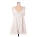 Shein Casual Dress - Mini Plunge Sleeveless: White Print Dresses - Women's Size 8