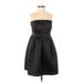 Marina Moscone Casual Dress - Bridesmaid Strapless Sleeveless: Black Print Dresses - Women's Size 0