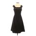 White House Black Market Casual Dress - A-Line Square Sleeveless: Black Solid Dresses - Women's Size 0