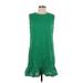 Shein Casual Dress - Mini Crew Neck Sleeveless: Green Print Dresses - Women's Size Large