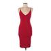 Fashion Nova Casual Dress - Bodycon Plunge Sleeveless: Burgundy Solid Dresses - Women's Size Medium