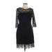 Express Cocktail Dress - Sheath Crew Neck 3/4 sleeves: Black Solid Dresses - Women's Size 12