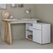 Hokku Designs Hermie 55.12" W L-Shaped Writing Desk w/ & Cabinet Wood in Brown/White/Yellow | 30 H x 51.18 W x 37.4 D in | Wayfair