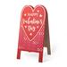 The Holiday Aisle® 24"H Valentine's Double Sided Wooden Easel Porch Decor Wood/Metal in Brown/Pink/Red | 24 H x 12 W x 1 D in | Wayfair