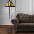 Union Rustic Kianni 61" Black Traditional Floor Lamp, Glass in Black/Orange | 61 H x 18 D in | Wayfair C565B4F781D54D7EB7DFD45F494E44DA