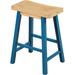 Red Barrel Studio® Arcadio 2-Piece Solid Wood Short Counter Stool Wood in Blue | 23.6 H x 17.7 W x 9.3 D in | Wayfair