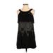 BCBGMAXAZRIA Cocktail Dress - Shift Scoop Neck Sleeveless: Black Polka Dots Dresses - Women's Size 2X-Small