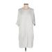 Lou & Grey Casual Dress - Shift Crew Neck Short sleeves: Gray Color Block Dresses - Women's Size Small