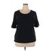 INC International Concepts Long Sleeve Top Black Scoop Neck Tops - Women's Size 2X-Large