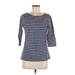 Merona Long Sleeve T-Shirt: Blue Stripes Tops - Women's Size Medium