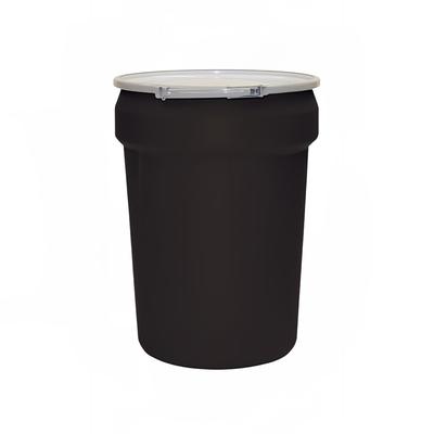 Eagle Manufacturing 1601MBLK 30 gal Open Head Poly Drum w/ Metal Lever Lock Lid, Black, UV Resistant