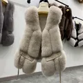 Autumn Winter Warm 100% Genuine Real Fox Fur Vest Woman Natural Fox Fur Sleeveless Jacket Lady