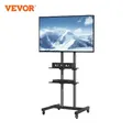 VEVOR Mobile TV Stand Height Adjustable TV Stand with Wheels Double Tray for Audio-Visual Devices