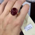 585 purple gold 14K rose gold inlaid dark ruby oval rings for women opening romantic retro style