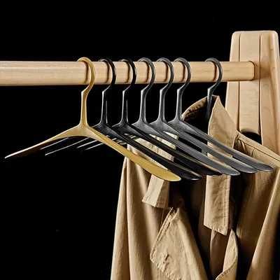 1pc Coat Hanger Solid Aluminum Alloy High-quality Clothes Hanger Luxury Black/Gold Widen Hangers Clothing Display Storage Racks