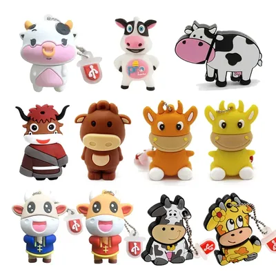 Niedliche Kühe USB-Flash-Laufwerke 64 GB Cartoon Bull Memory Stick 32 GB kreative Geschenke für Image