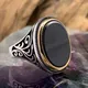 Mode männer Natürliche Schwarz Onyx Ring Silber Überzogene Verlobung Ringe Punk Biker Party Hochzeit