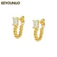 KEYOUNUO Gold Filled Stud Earrings For Women Rectangle Zircon Chain Drop Earring Fashion Women's